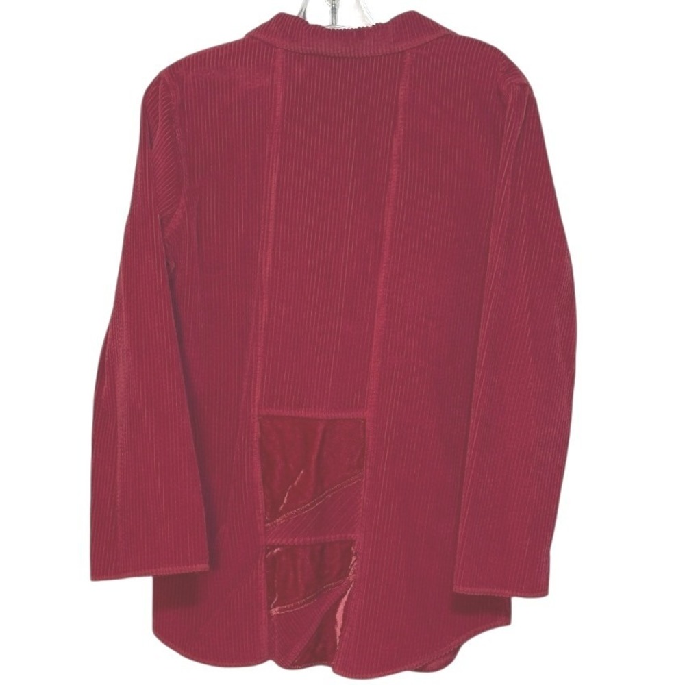 J Jill Shirt Red Corduroy Button Front Shirt Top Outdoor Casual Velvet Insert S - Picture 2 of 4